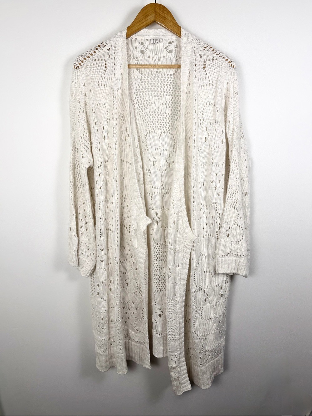 White Boho Crochet Duster Cardigan Cottagecore Beach Layering